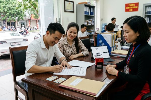 Công chứng hợp đồng mua bán xe điện Tesla